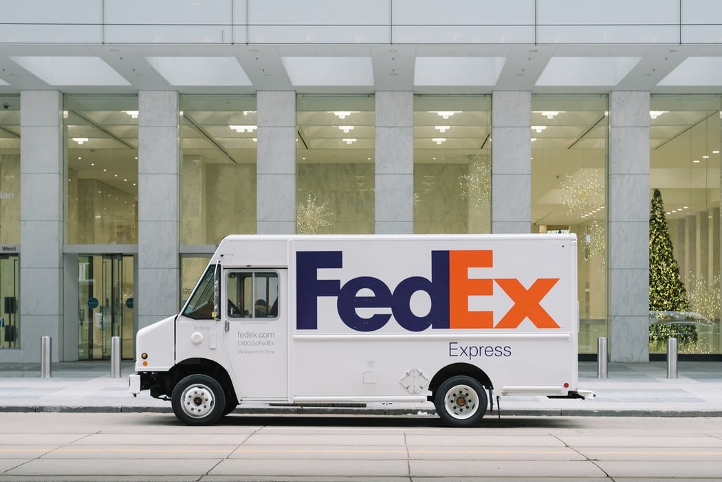 A parcel truck from Fedex