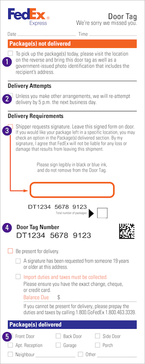 Tarjeta de notificación de Fedex